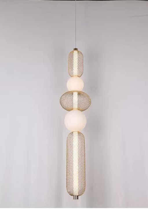 Závěsný LED lustr LM551/5GD, 28W, Světlo 3000/4000/6000K, Zlatý, Nastavitelná výška