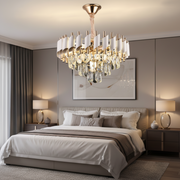 Křišťálový lustr VERSAILLES Nobile 5xE14, průměr 40cm, lesklé zlato a bílá
