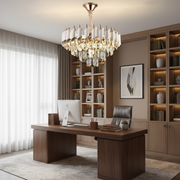 Křišťálový lustr VERSAILLES Nobile 5xE14, průměr 40cm, lesklé zlato a bílá