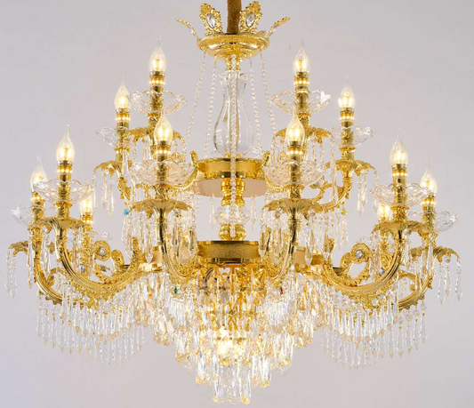 Křišťálový lustr Regalis 11x E14, průměr 85 cm, lesklé zlato, nastavitelná výška, kov a křišťál