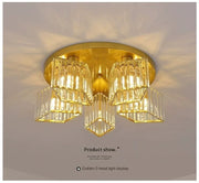 Sasha Moderní klasický lustr, LC117/5GD, 5x E27, kov a křišťál, zlato, stínidlo