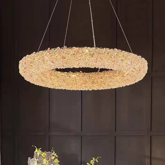 Křišťálový lustr PRAGA Magno, 33W, teplé/studené/neutrální světlo, průměr 66cm, zlatý, nastavitelná výška