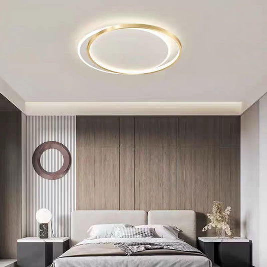 LED lustr s Orella Solar Remoal Control, 98W, 2 kruhy, chladné/horké/neutrální světlo, nestabilní, zlaté