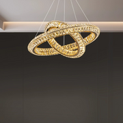 LED lustr LLC130/1CH, Křišťál a kov, 31W, 1 kruh, Stmívatelný, Nastavitelná výška, Studené/Teplé/Neutrální světlo, Luxusní osvětlení