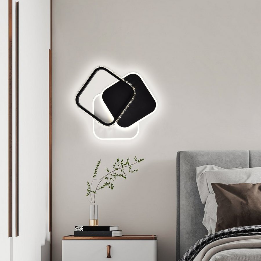 LED LED LED LED Prismiq, 34W, 3 čtverce, studené/horké/neutrální světlo, černá
