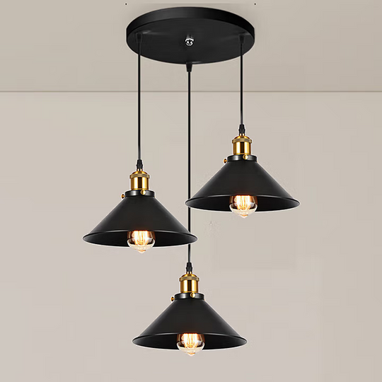 Závěsný lustr, LV210/3R, 3xE27, černý, kov a drát, nastavitelná výška Vintage lustry Výchozí název Alessandro Design