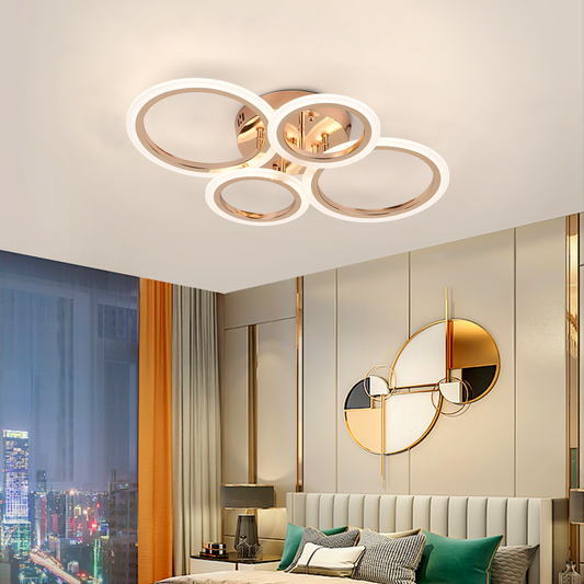 Lulus LED 44W Betty Gold - 4 kruhy, řepné, chladné/horké/neutrální světlo
