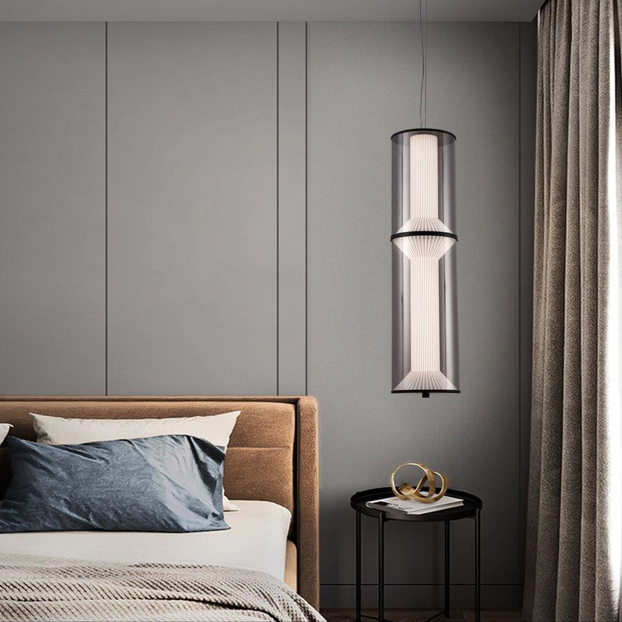 Závěsný LED lustr s dálkovým ovládáním 48W, LM511/2BK, Nastavitelná výška, Teplé/Studené/Neutrální světlo, Černá, Kov