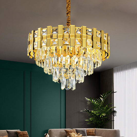 Křišťálový lustr Corona Zaffiro 8xe14, průměr 60 cm, lesklý zlato, výška rebbabilní