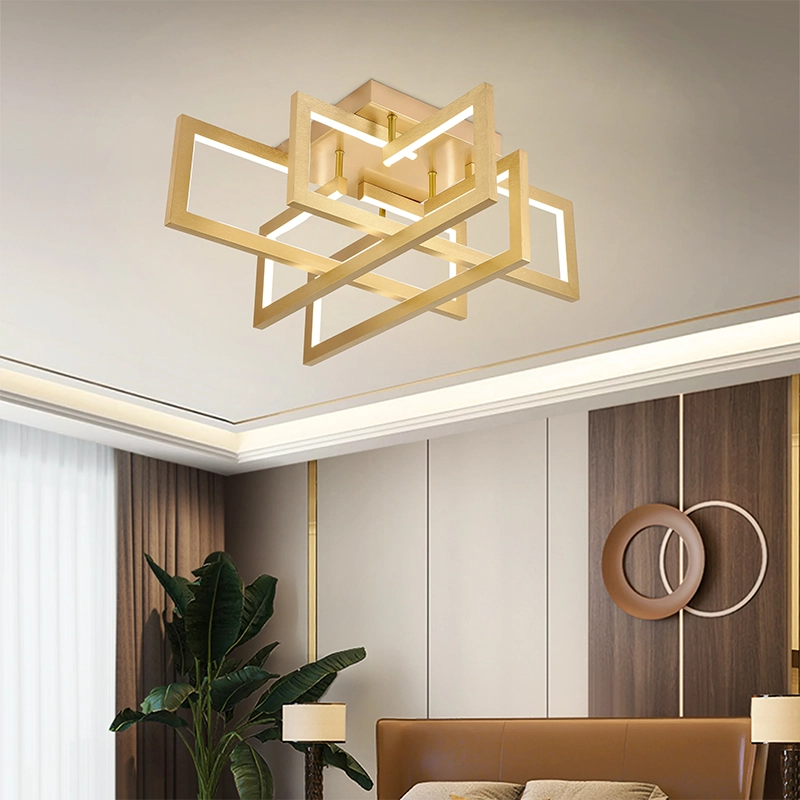 LED lustr s dálkovým ovládáním 96W, 4 Elements, Studené/Teplé/Neutrální světlo, Stmívatelné, Zlaté