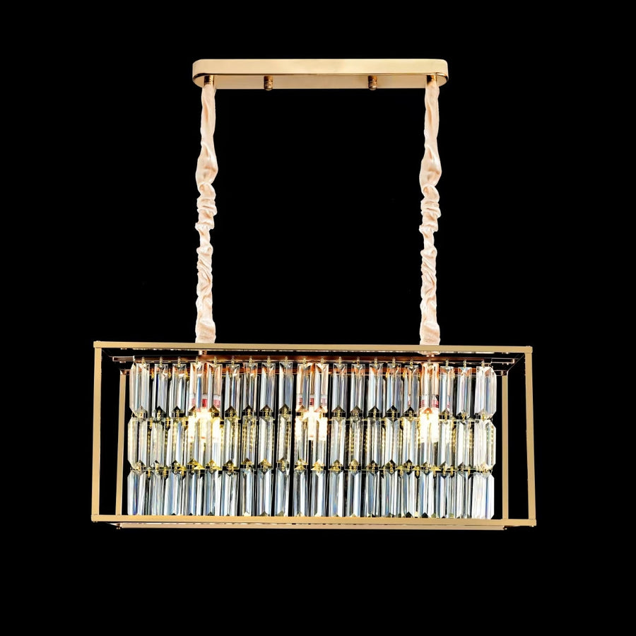 Křišťálový lustr, CC1676/650X200GD, 3xE14, lesklé zlato, nastavitelná výška, kov a křišťál