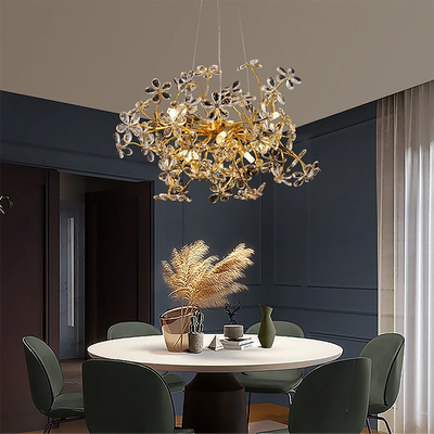 AURAFLOR Magno křišťálový lustr, 9x G9, chrom a krystaly, 55 cm, nastavitelná výška