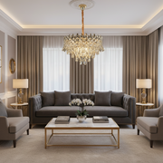 Candelabru Cristal MONARCH Nobile 3xE14, Diametru 40cm, Inaltime 35cm, Auriu Lucios, Inaltime Reglabila, Design Elegant