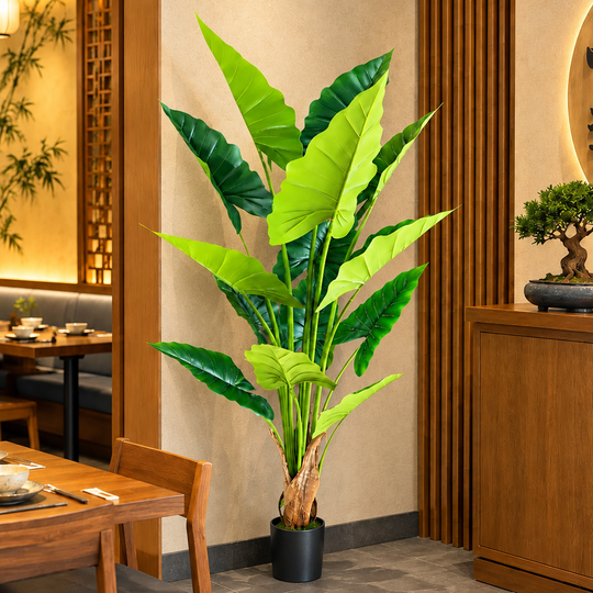 Umělá rostlina typu Alocasia, 14 listů, 170 cm, zelená
