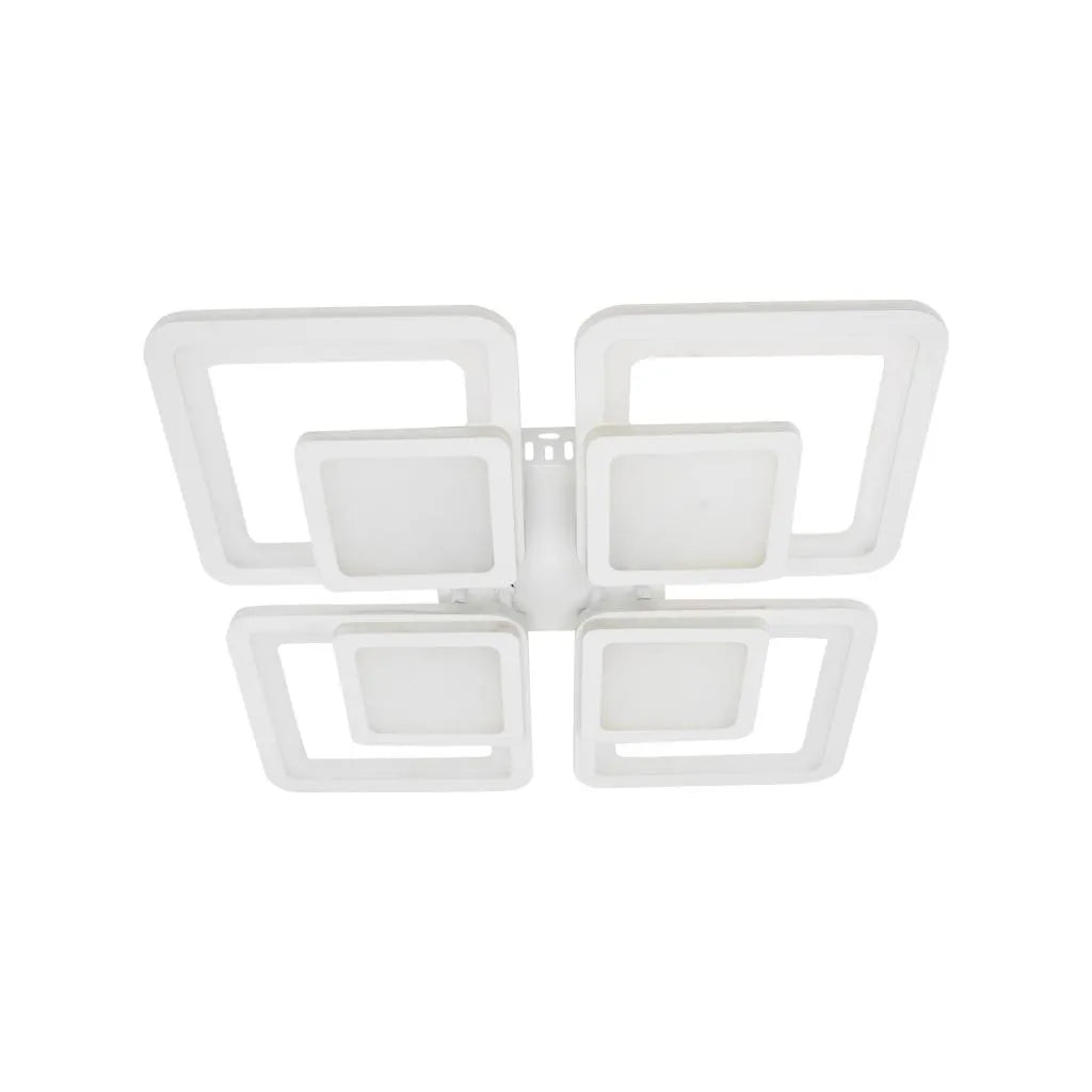 LED CHANDIER se sezamovým dálkovým ovládáním, 77W, 4 čtverce, studené/horké/neutrální světlo, nestabilní, bílá