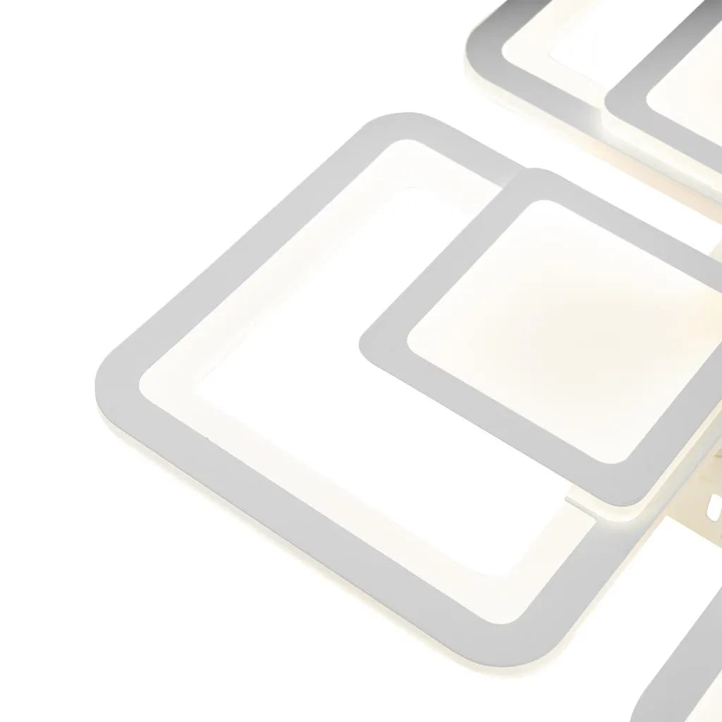 LED CHANDIER se sezamovým dálkovým ovládáním, 77W, 4 čtverce, studené/horké/neutrální světlo, nestabilní, bílá