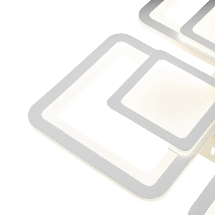 LED CHANDIER se sezamovým dálkovým ovládáním, 77W, 4 čtverce, studené/horké/neutrální světlo, nestabilní, bílá