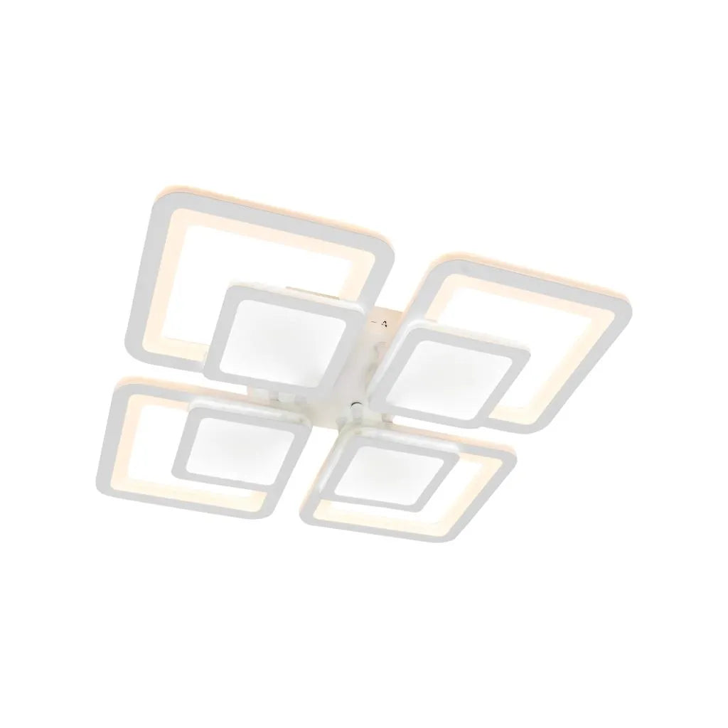 LED CHANDIER se sezamovým dálkovým ovládáním, 77W, 4 čtverce, studené/horké/neutrální světlo, nestabilní, bílá