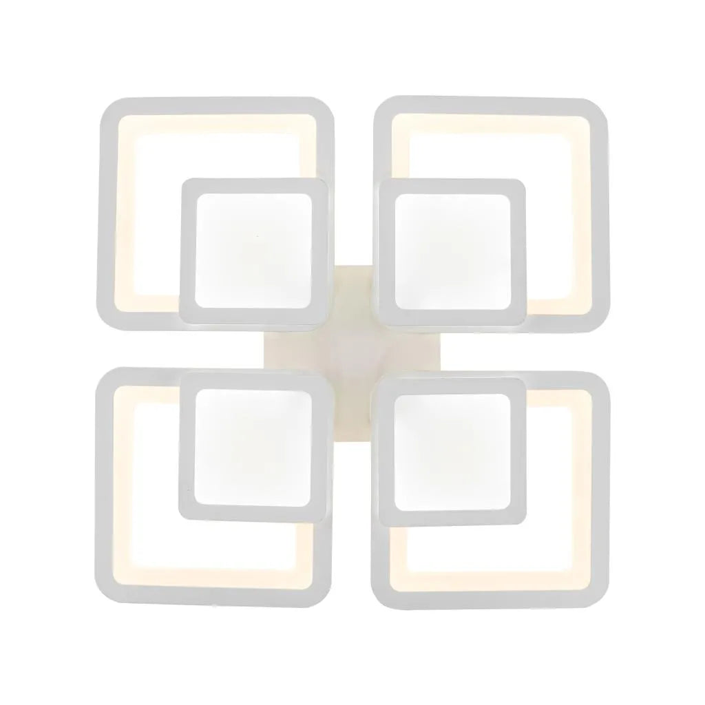 LED CHANDIER se sezamovým dálkovým ovládáním, 77W, 4 čtverce, studené/horké/neutrální světlo, nestabilní, bílá