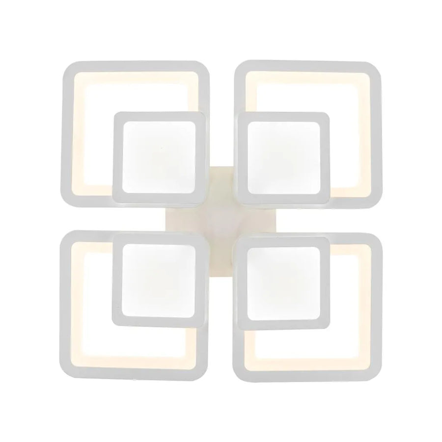 LED CHANDIER se sezamovým dálkovým ovládáním, 77W, 4 čtverce, studené/horké/neutrální světlo, nestabilní, bílá