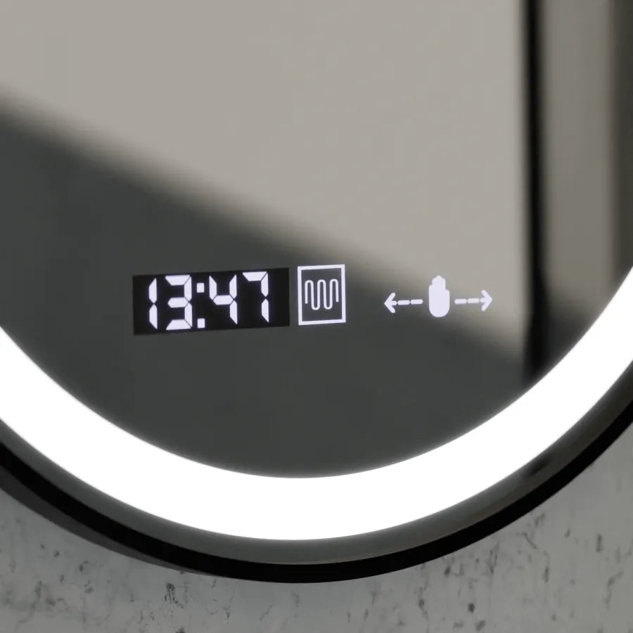 60 cm kulaté LED zrcadlo majesté noir Motionglow Marcello Dimable Clock Defrosting System