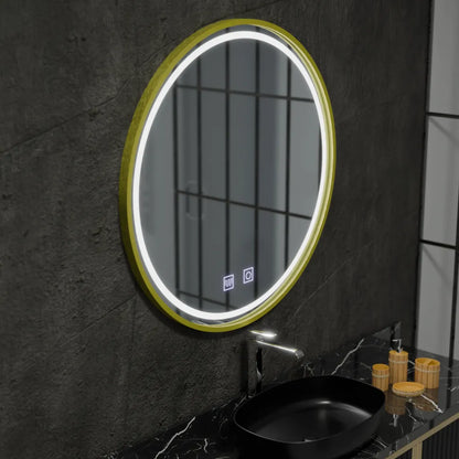 Mirror LED ROUND 70 cm Touch Glanz System DeFrost RAMA ROSE GOLD BRUDGED