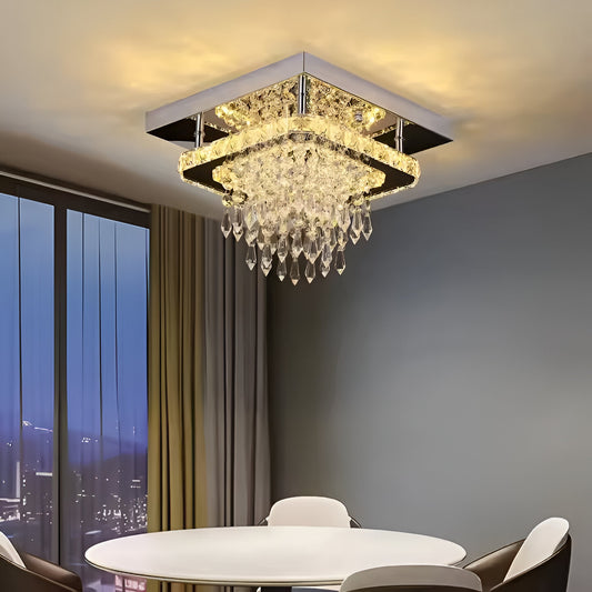 LED Chandier Alberico Square, 19W, Cold/Hot/Neutral Light, Crystal, Glossy Chrome