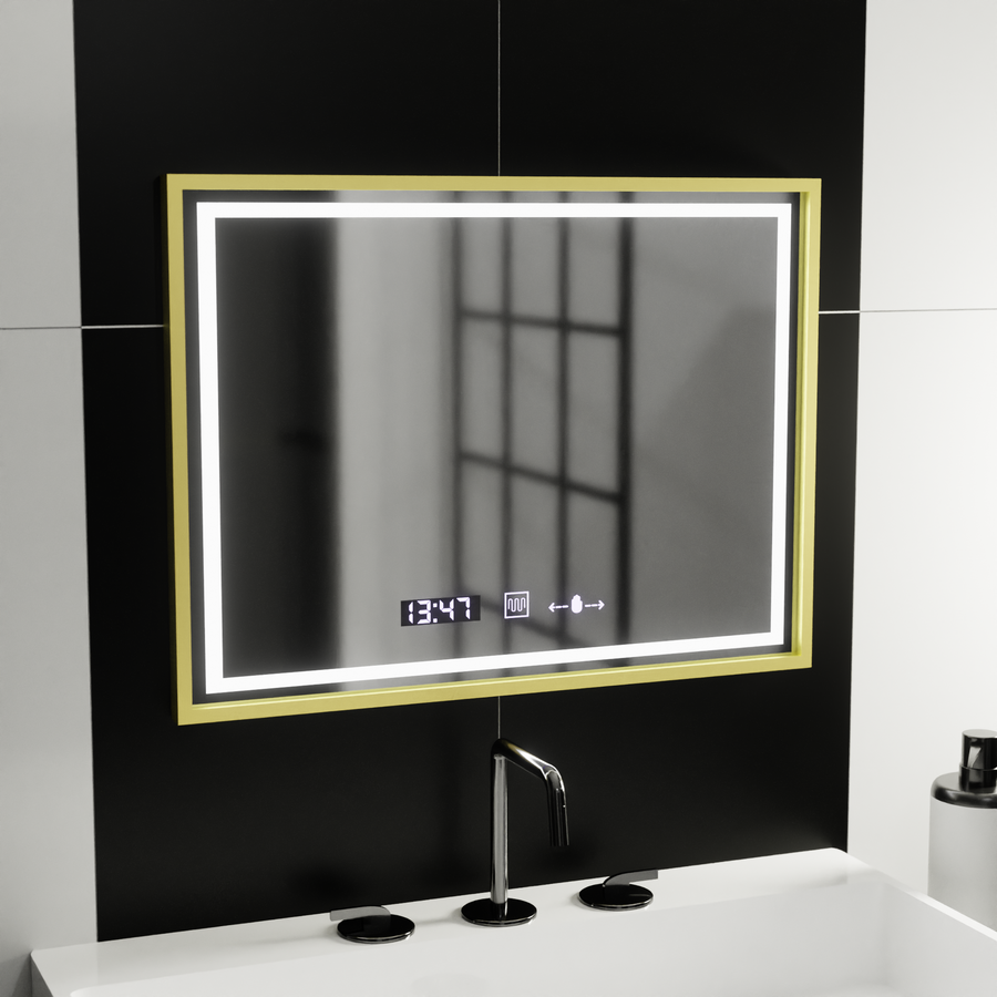 LED obdélníkový LED zrcadlo 80x60cm Crystallo Motionglow Marcello Dimable Clock Dezoring System