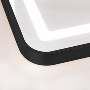 Obdélníkové LED zrcadlo, černý rám, 50x160 cm, stmívatelné, studené/teplé/neutrální světlo, župan