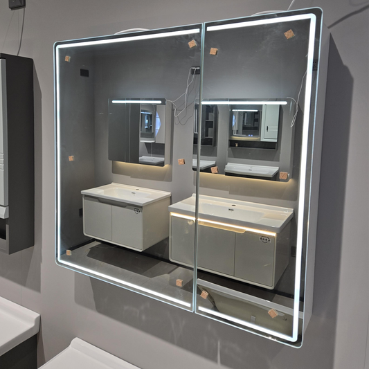 Theresa Wardrobe s LED zrcadlem DBP125 100x70 šedá