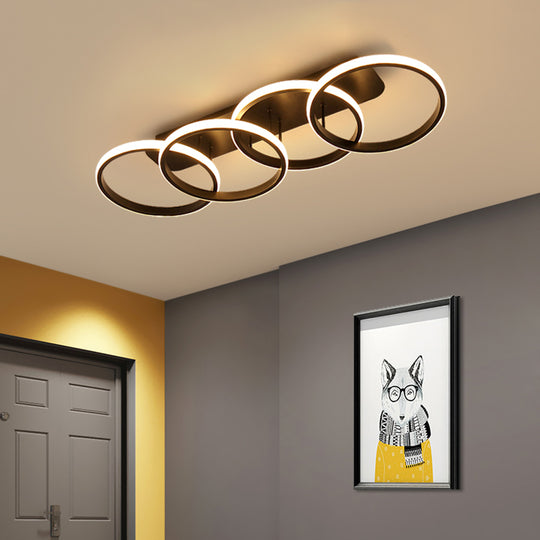 LED lustr ELIO 47W, 4 kruhy, lineární, studené/teplé/neutrální světlo, černé LED lustry Výchozí název Alessandro Design