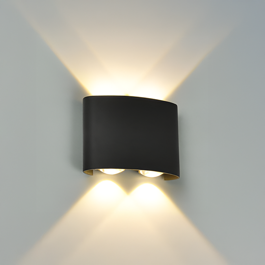 Venkovní a vnitřní nástěnné LED světlo, 4 zdroje x 1W, IP65, ABS, černá, 3000K Venkovní nástěnná světla Výchozí název Alessandro Design