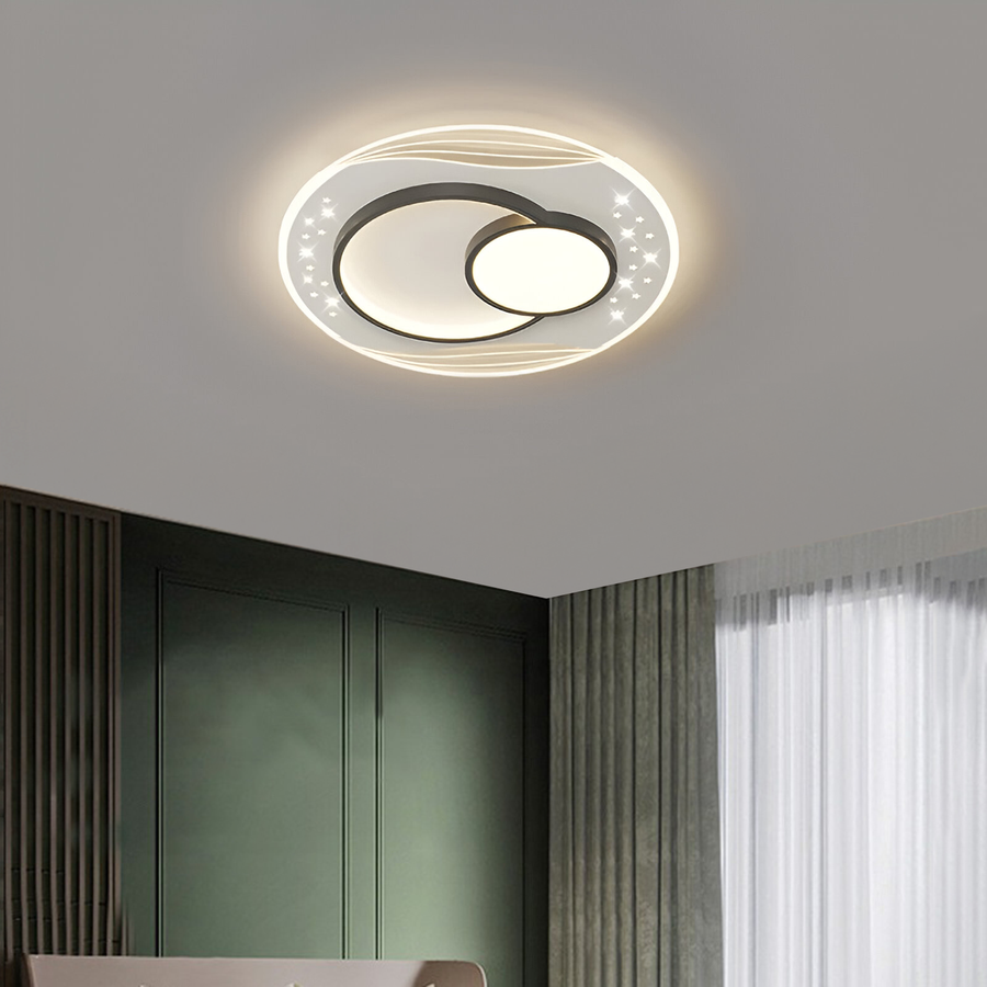 LED chtíč s dálkovým ovládáním Verura Serpenta, 125W, 3 kruhy, chladné/horké/neutrální světlo, nestabilní, černé