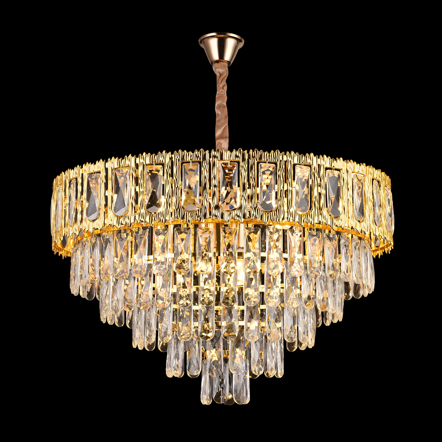 Křišťálový lustr Corona Zaffiro 8xe14, průměr 60 cm, lesklý zlato, výška rebbabilní