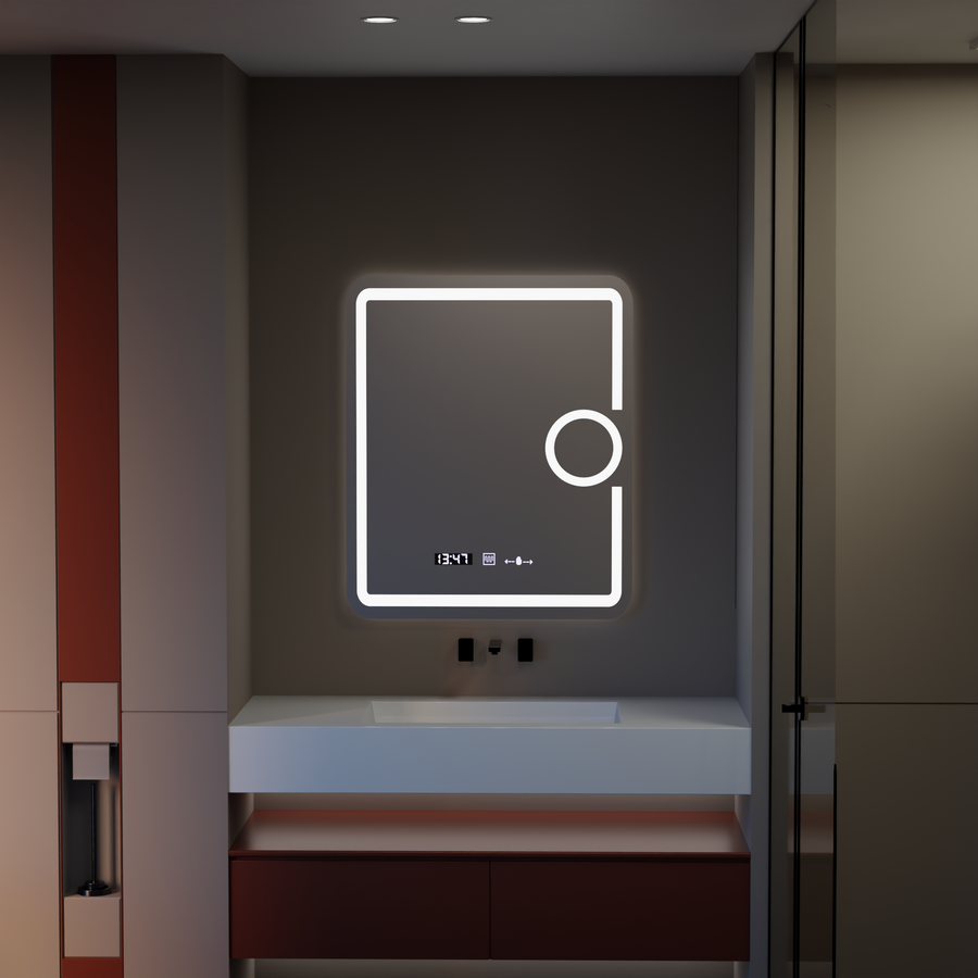 Zrcadlo LED obdélníkový 75x90cm Eclat Motiongllow Marcello Demontring System a teploměr kosmetiky dimable