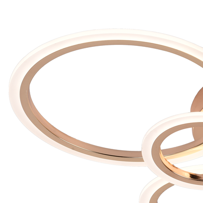 LED lustr s dálkovým ovládáním BETTY 82W, 6 kruhů, studené/teplé/neutrální světlo, stmívatelné, lesklé zlaté