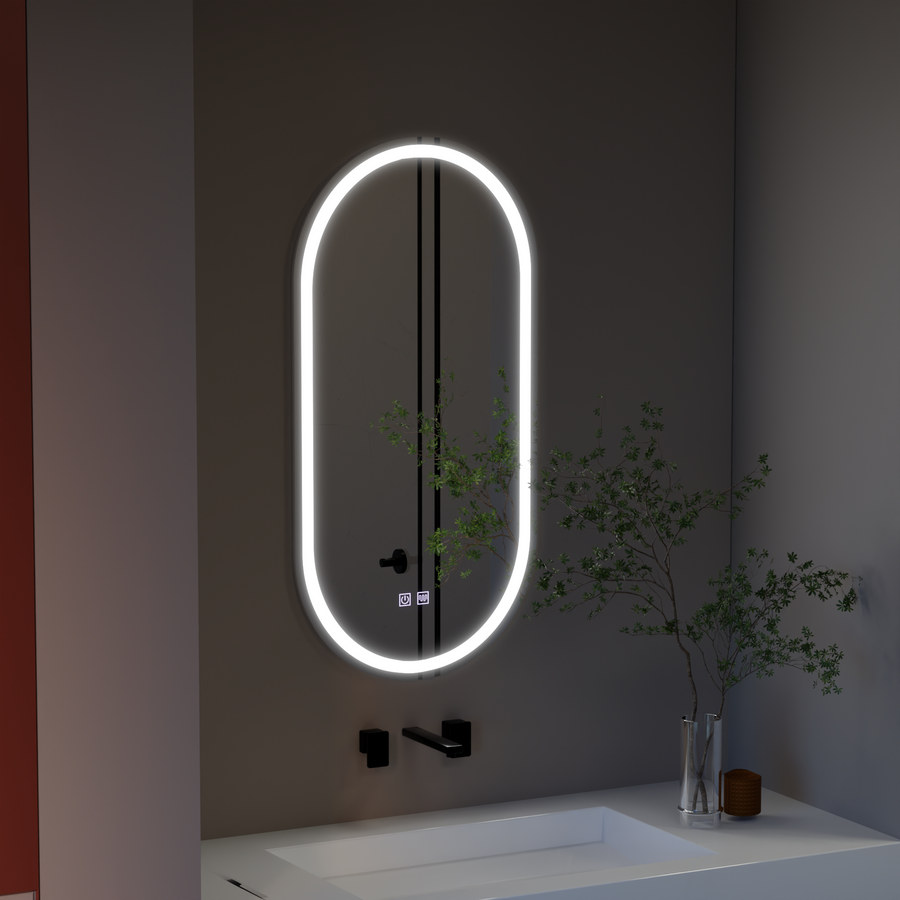 Mirror LED Oval 50x100cm Velara Touch System Dimable Demontling