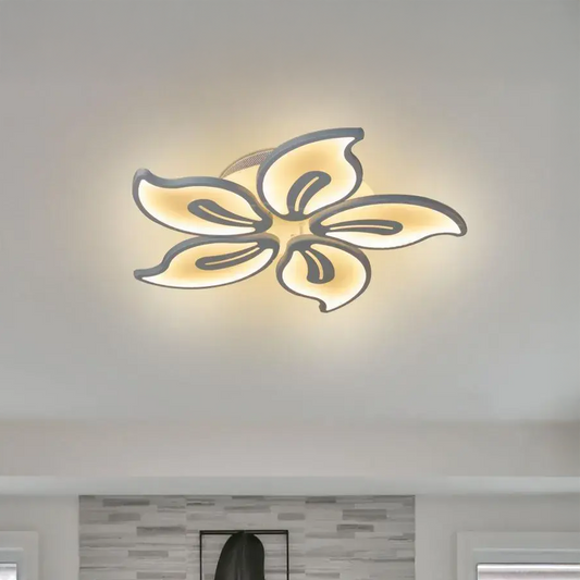 LED lustr s dálkovým ovládáním JASMINE 73W, 5 okvětních lístků, Studené/Teplé/Neutrální světlo, Stmívatelné, Bílá