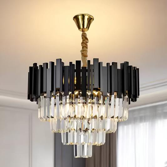 Crystal Chandier Blois Noble 4xe14, průměr 40 cm, černá, nastavitelná výška