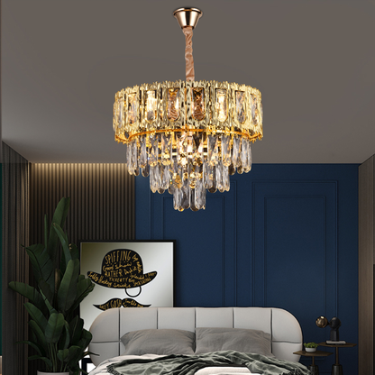 Corona Corona Corona 5xe14 Chanderier, průměr 40 cm, lesklé zlato, rebbabilní výška