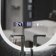 Oválné LED zrcadlo, 50x80cm, Lucia Sensor Marcello, Demister System, Hodiny & Teploměr, Stmívatelné