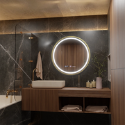 LED kulaté zrcadlo, 60 cm, Celeste Royale Gold MotionGlow Marcello, Demister System, Hodiny & Teploměr, Stmívatelné