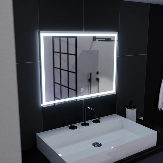 Zrcadlo LED obdélníkový rámeček 80x60cm Základní dotek