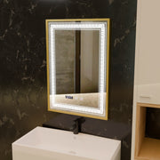 Mirror LED Touch Bruno zástupce oddělení, hodiny a teplota 60x80 cm stříbrný kartáčovaný rám