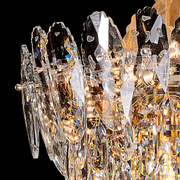 Křišťálový lustr, Elegance, 7xE14, Průměr 40 cm, Lesklý zlatý, Nastavitelná výška, Kov a Křišťál