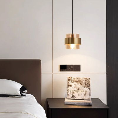 Závěsný lustr LC866/1TN, 1XE27, nastavitelná výška, sklo a kov