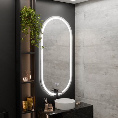 Mirror LED Oval 50x100cm Velara Touch System Dimable Demontling