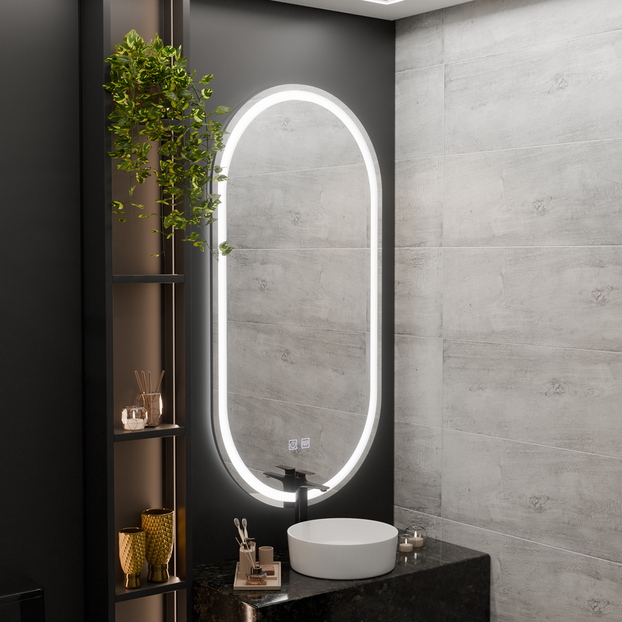 Mirror LED Oval 50x100cm Velara Touch System Dimable Demontling