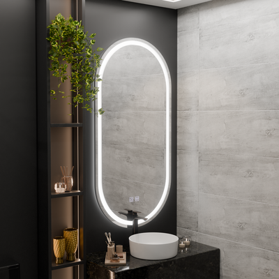 Mirror LED Oval 50x100cm Velara Touch System Dimable Demontling