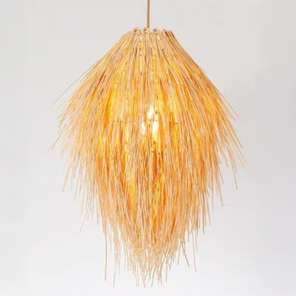 Vintage slaměný lustr LV810, 1xE27, rustikální, 150cm, černý